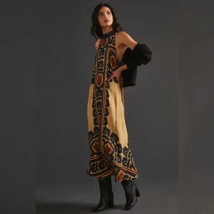FARM RIO cuff neck sleeveless 100% viscose maxi dress